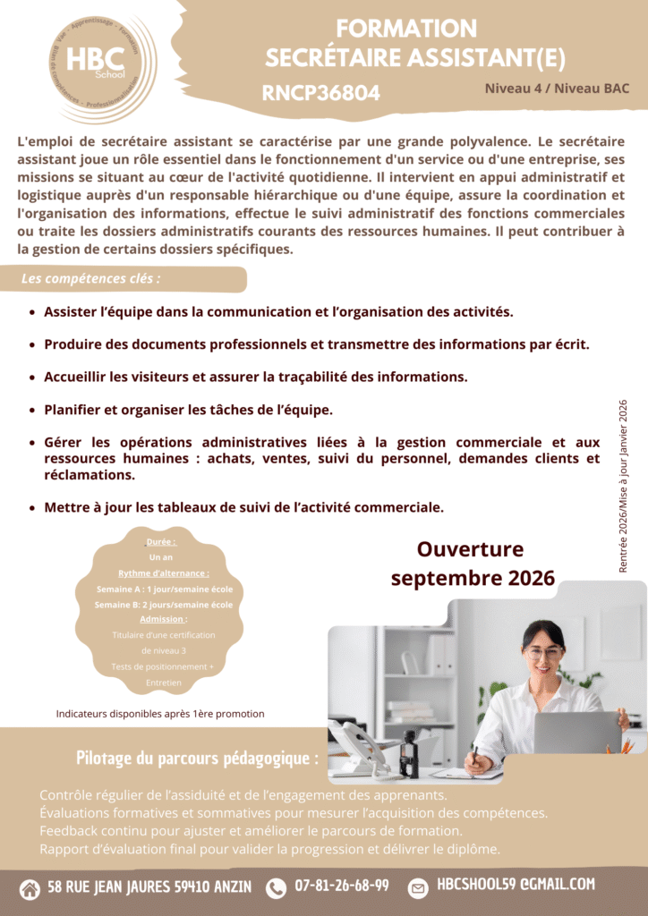 niv 4 secretaire assistant