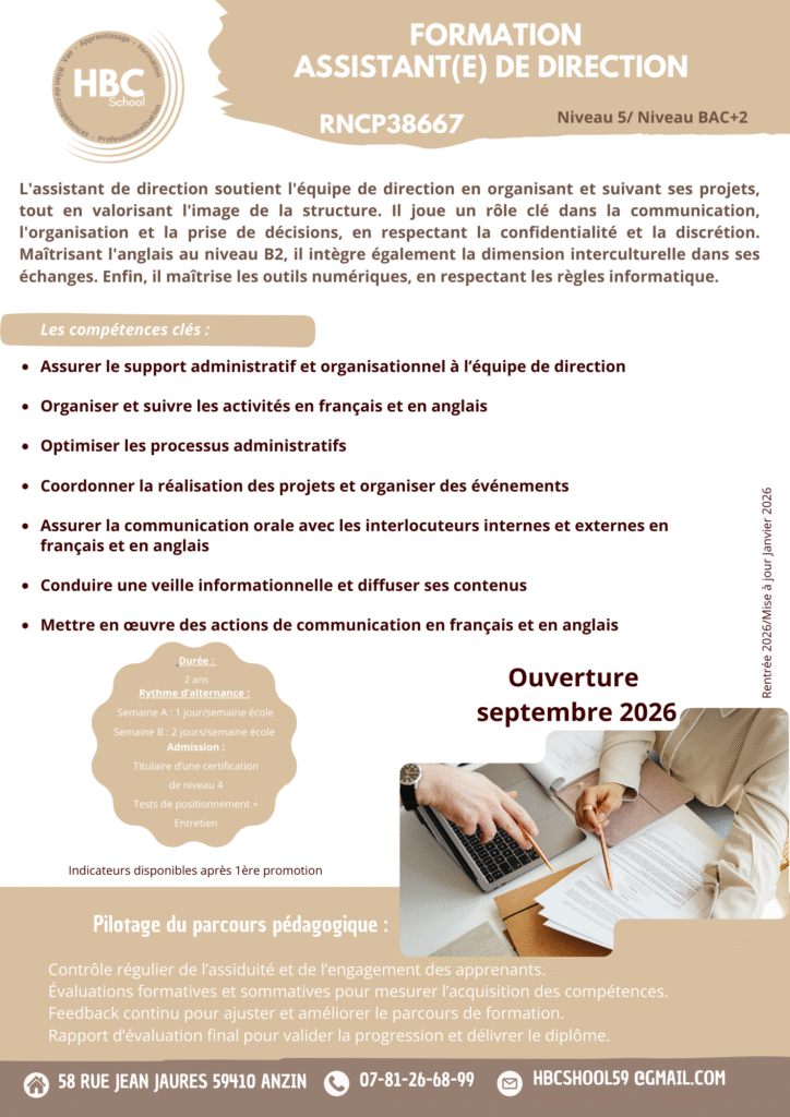 niv 5 assistant de direction